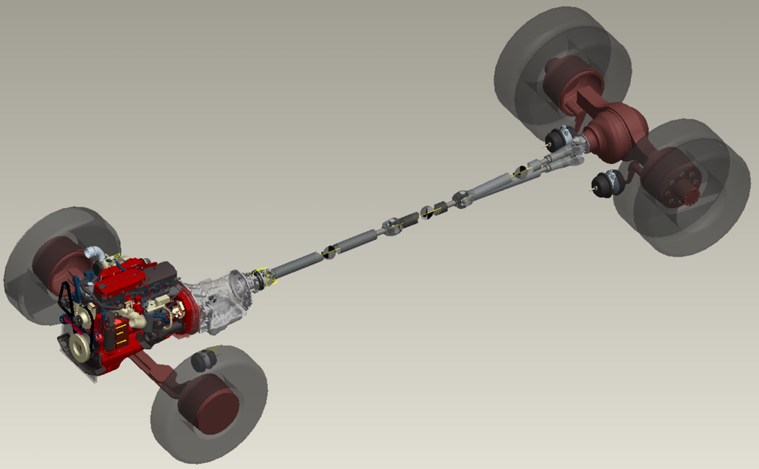 Powertrain of commercial Bus modeled in PTC Creo