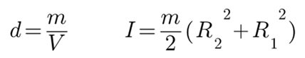 formula for density and moment of inertia