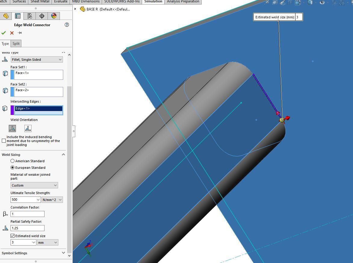screenshot of a 3D cad model of a table, looking at the underside of the table to view welding locations