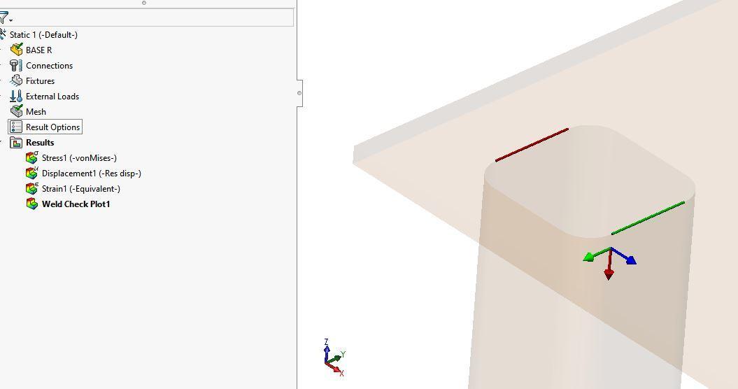 screenshot of a 3D CAD model of a transparent table with weld locations highlighted