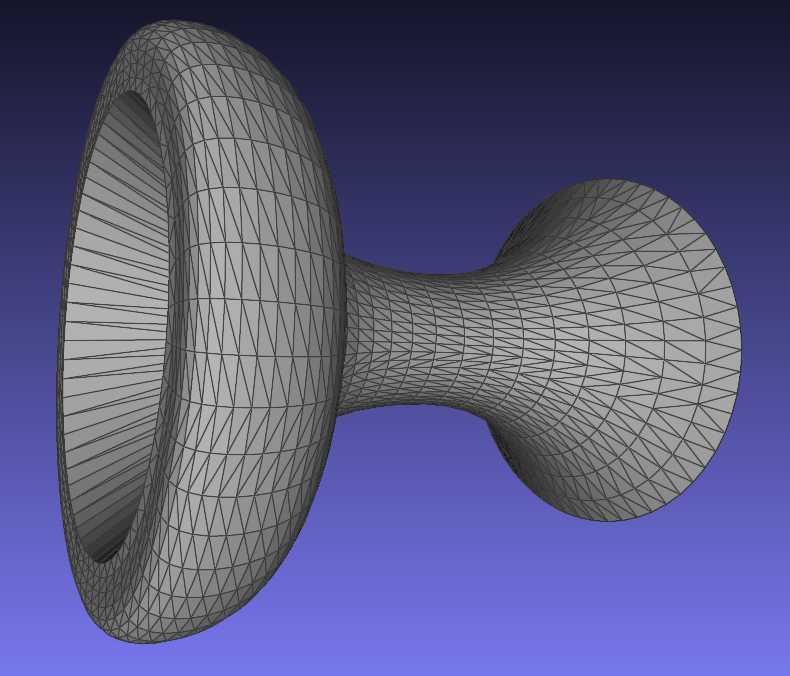 A 3D model of an organic shape against a purple background