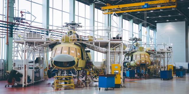 a helicopter being built